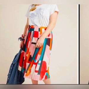 Anthropologie x Maeve June Printed - Pleated long skirt